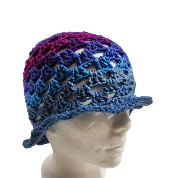 Bucket Hat multicolor granny handknit bright colorful rainbow - Picture 3 of 9